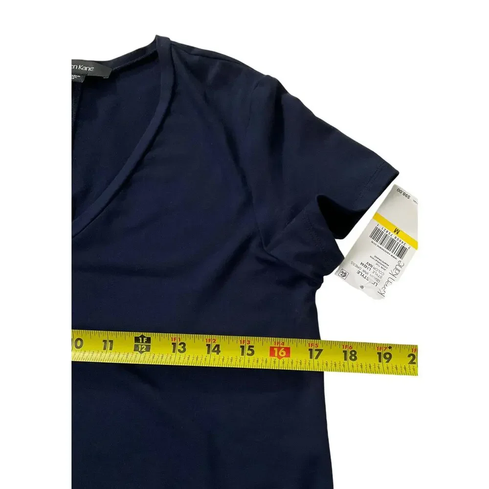 21-1 Karen Kane Navy Blue Fit & Flare Dress MSRP $98 Women Size Medium NWT - Picture 5 of 6
